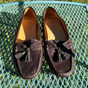 Lauren Ralph Lauren brown pebble leather driving loafers with tassels NWOT